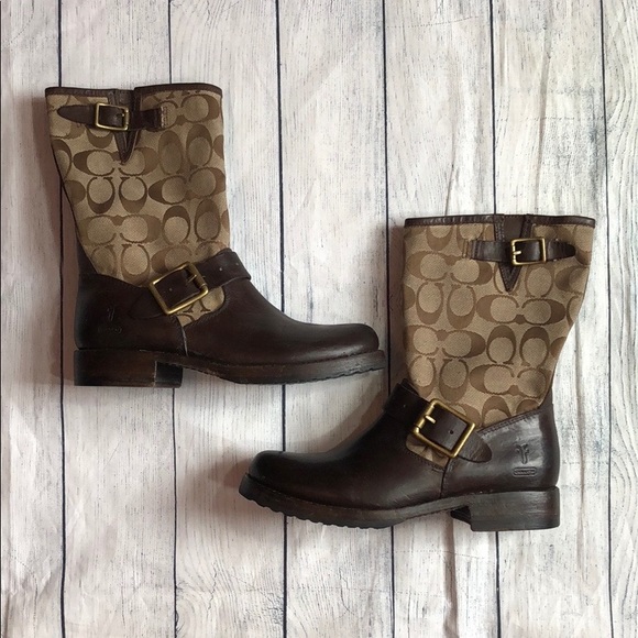 Frye Shoes - Frye X Coach Monogram Leather Boots sz 5.5